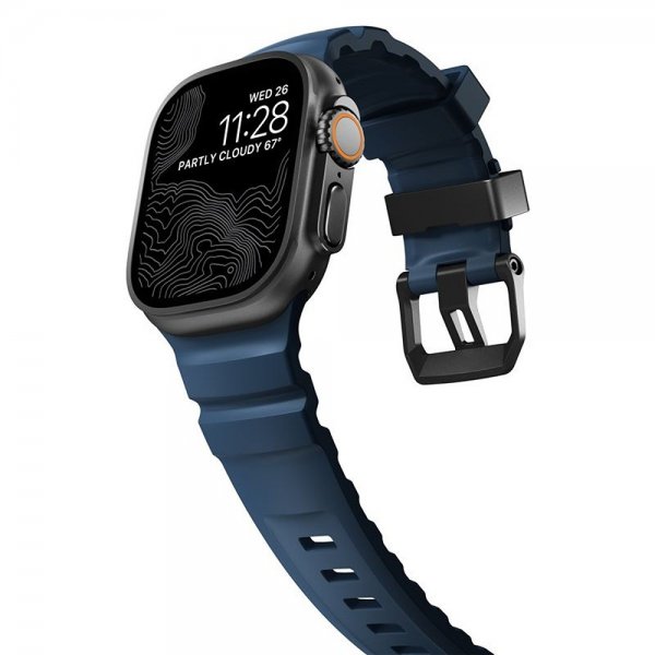 Nomad Apple Watch 44/45/46mm/Ultra 49mm ranneke Rocky Point Musta Atlantic