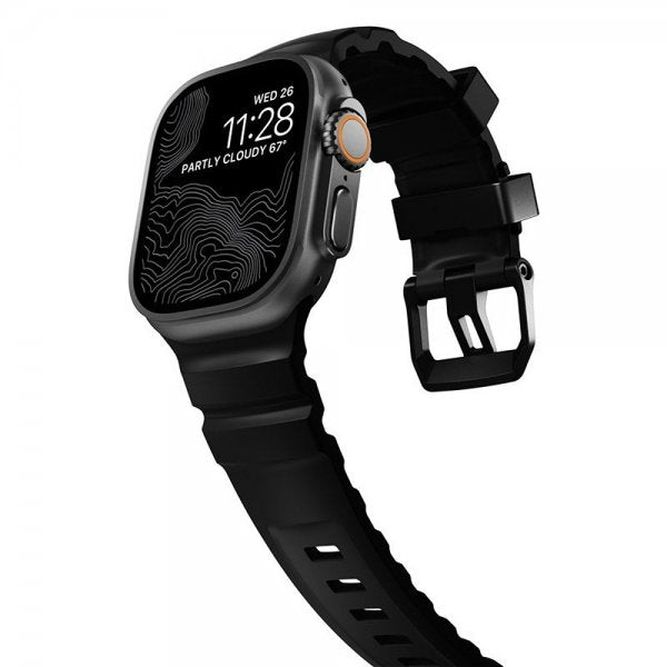 Nomad Apple Watch 44/45/46mm/Ultra 49mm ranneke Rocky Point musta Carbon Black