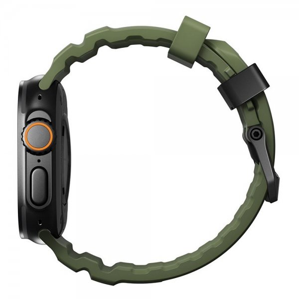 Nomad Apple Watch 44/45/46mm/Ultra 49mm ranneke Rocky Point, musta/vihreä