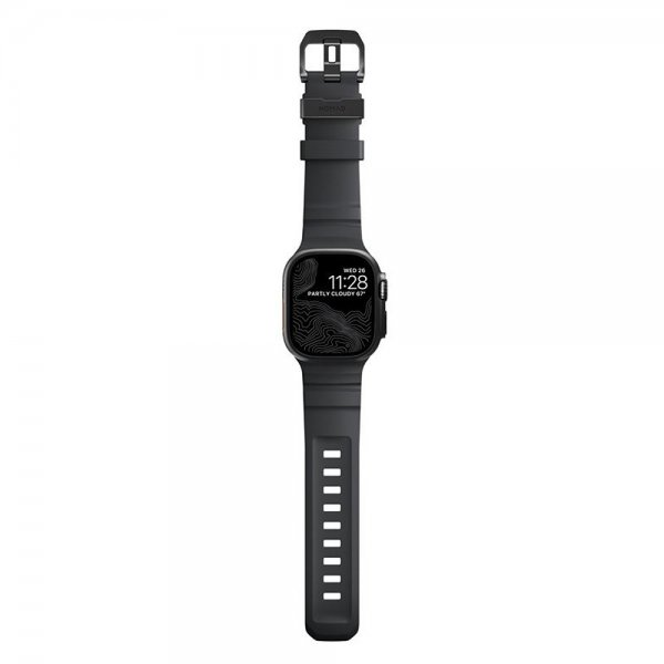 Nomad Apple Watch 44/45/46mm/Ultra 49mm ranneke Rocky Point, musta Storm