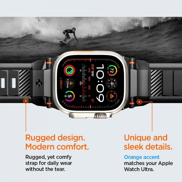 Spigen Apple Watch 44/45/46mm/Ultra 49mm ranneke Rugged Ultra Matte Black