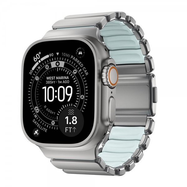 Nomad Apple Watch 44/45/46mm/Ultra 49mm ranneke Stratos Band Natural Icy Blue Glow