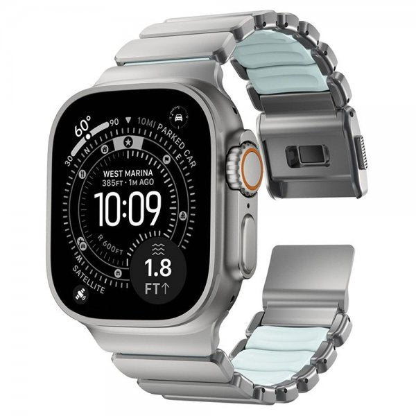 Nomad Apple Watch 44/45/46mm/Ultra 49mm ranneke Stratos Band Natural Icy Blue Glow