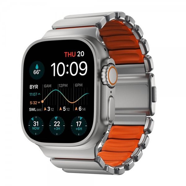 Nomad Apple Watch 44/45/46mm/Ultra 49mm ranneke Stratos Band Natural Ultra Orange