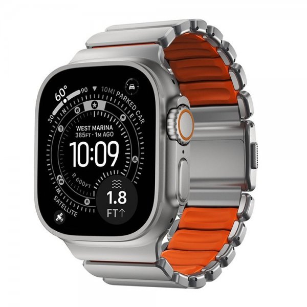Nomad Apple Watch 44/45/46mm/Ultra 49mm ranneke Stratos Band Natural Ultra Orange