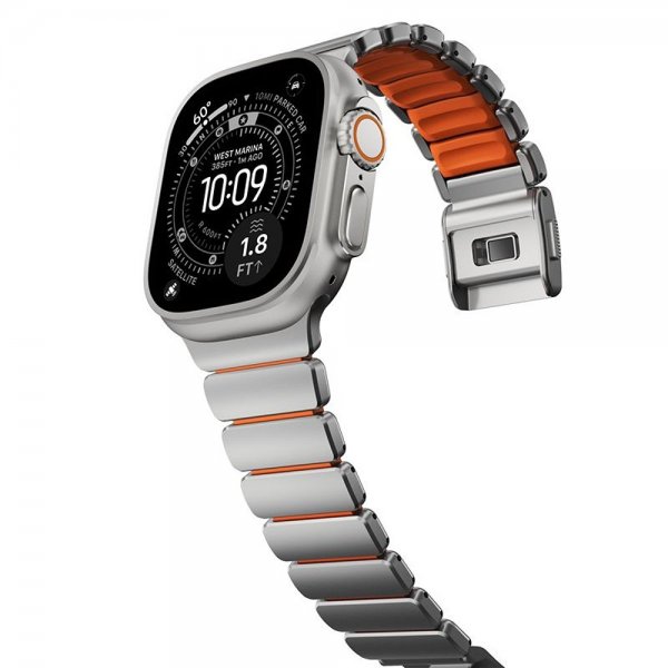Nomad Apple Watch 44/45/46mm/Ultra 49mm ranneke Stratos Band Natural Ultra Orange