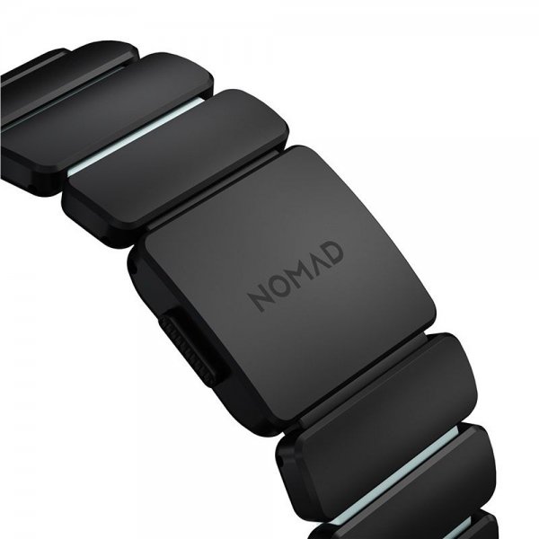 Nomad Apple Watch 44/45/46mm/Ultra 49mm ranneke Stratos Band Musta Icy Blue Glow