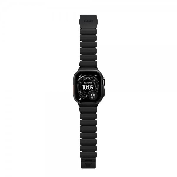 Nomad Apple Watch 44/45/46mm/Ultra 49mm ranneke Stratos Band Musta Ultra Oranssi