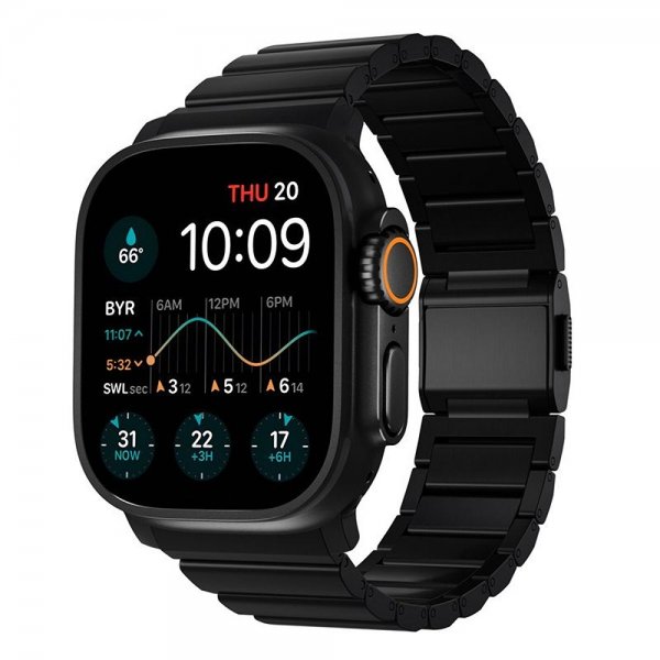 Nomad Apple Watch 44/45/46mm/Ultra 49mm ranneke Titanium Band musta