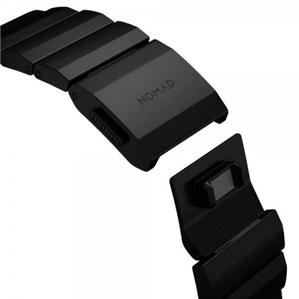 Nomad Apple Watch 44/45/46mm/Ultra 49mm ranneke Titanium Band musta