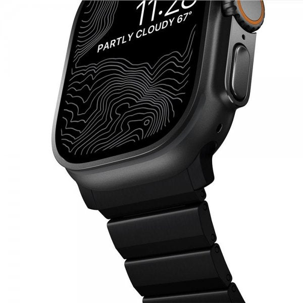 Nomad Apple Watch 44/45/46mm/Ultra 49mm ranneke Titanium Band musta
