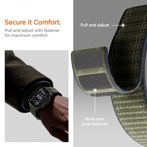 Spigen Apple Watch 44/45/46mm/Ultra 49mm ranneke WBF0 vihreä