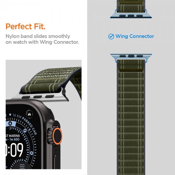 Spigen Apple Watch 44/45/46mm/Ultra 49mm ranneke WBF0 vihreä