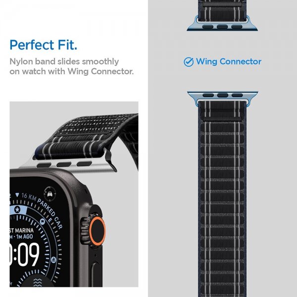 Spigen Apple Watch 44/45/46mm/Ultra 49mm ranneke WBF0 musta