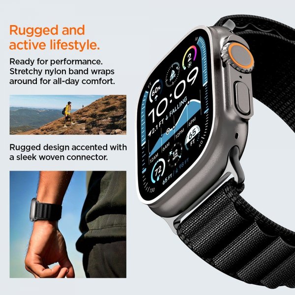 Spigen Apple Watch 44/45/46mm/Ultra 49mm ranneke WBF1 Musta
