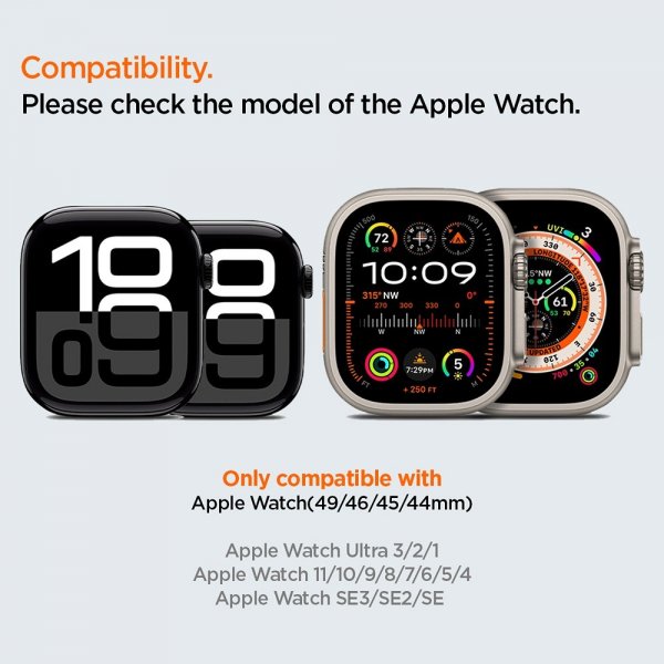 Spigen Apple Watch 44/45/46mm/Ultra 49mm ranneke WBS2, musta