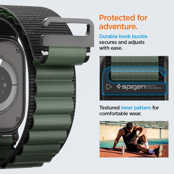 Spigen Apple Watch 44/45/46mm/Ultra 49mm ranneke WBF1 musta vihreä