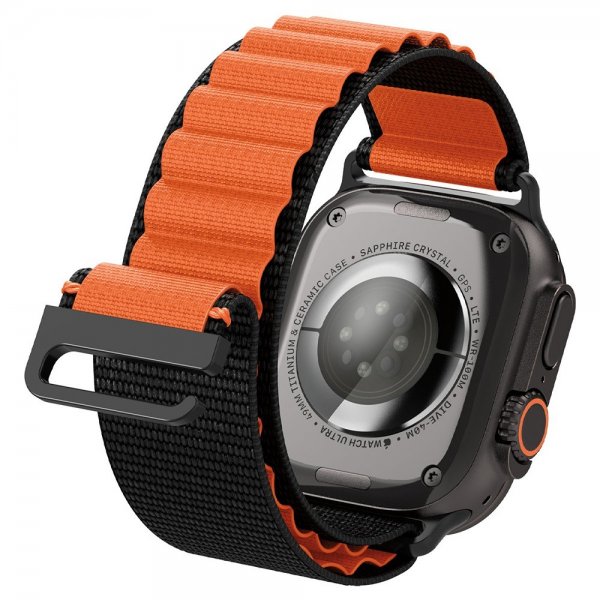 Spigen Apple Watch 44/45/46mm/Ultra 49mm ranneke WBF1 musta oranssi