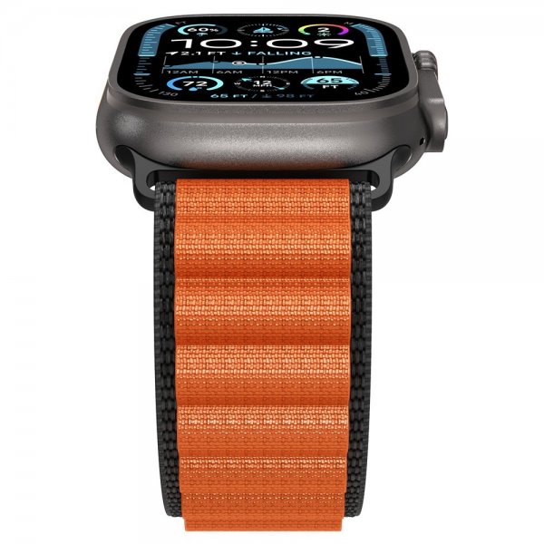 Spigen Apple Watch 44/45/46mm/Ultra 49mm ranneke WBF1 musta oranssi