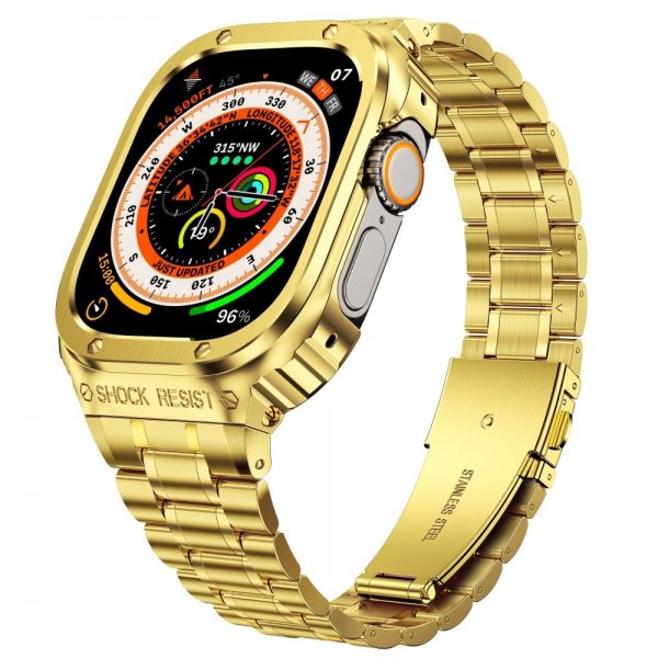 Apple Watch 44mm ranneke ja kuori, ruostumaton teräs, kulta