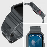 Spigen Apple Watch 44/45 mm ranneke ja suojakuori Rugged Armor Pro, tummanharmaa