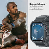 Spigen Apple Watch 44/45 mm ranneke ja suojakuori Rugged Armor Pro, tummanharmaa