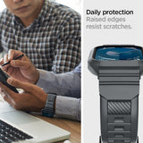 Spigen Apple Watch 44/45 mm ranneke ja suojakuori Rugged Armor Pro, tummanharmaa