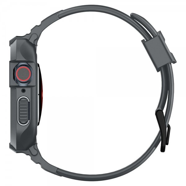 Spigen Apple Watch 44/45 mm ranneke ja suojakuori Rugged Armor Pro, tummanharmaa