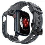 Spigen Apple Watch 44/45 mm ranneke ja suojakuori Rugged Armor Pro, tummanharmaa