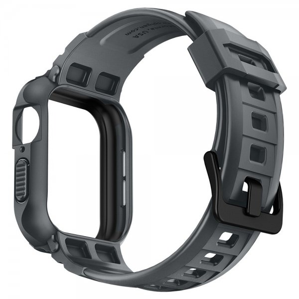 Spigen Apple Watch 44/45 mm ranneke ja suojakuori Rugged Armor Pro, tummanharmaa