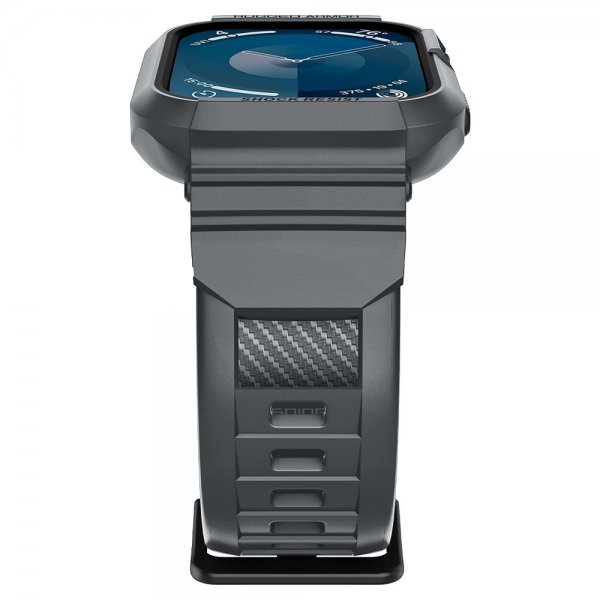 Spigen Apple Watch 44/45 mm ranneke ja suojakuori Rugged Armor Pro, tummanharmaa