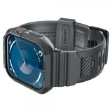 Spigen Apple Watch 44/45 mm ranneke ja suojakuori Rugged Armor Pro, tummanharmaa