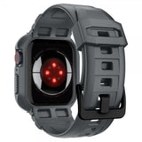 Spigen Apple Watch 44/45 mm ranneke ja suojakuori Rugged Armor Pro, tummanharmaa
