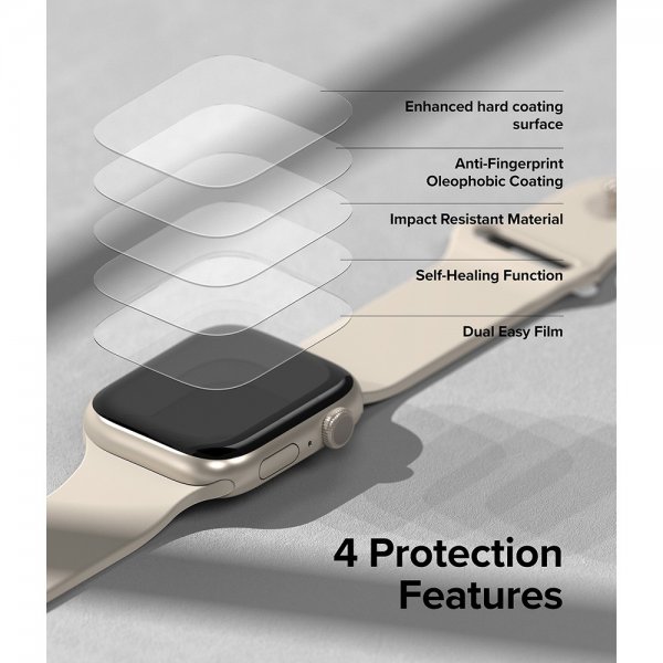 Ringke Apple Watch 44/45 mm näytönsuoja Dual Easy Film 3-pakkaus