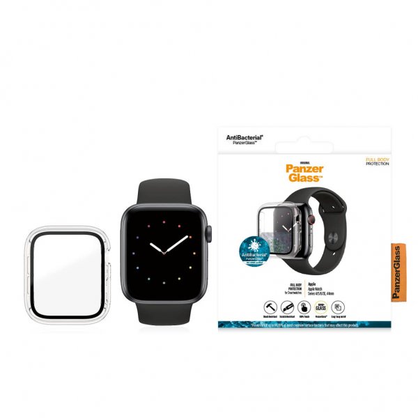 PanzerGlass Apple Watch 44mm (Series 4/5/6/SE) kuori ja näytönsuoja, koko kehon suojaus, kirkas