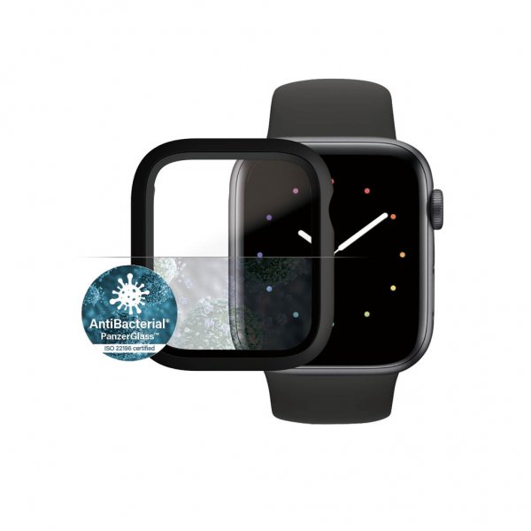 PanzerGlass Apple Watch 44mm (Series 4/5/6/SE) kuori ja näytönsuoja, koko kehon suojaus, musta