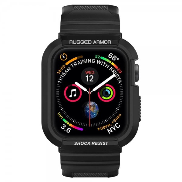 Spigen Apple Watch 44/45mm kuori rannekkeella Rugged Armor Pro Charcoal Grey