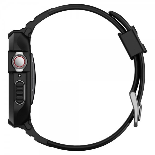 Spigen Apple Watch 44/45mm Suojakotelo ja ranneke Rugged Armor Pro Musta