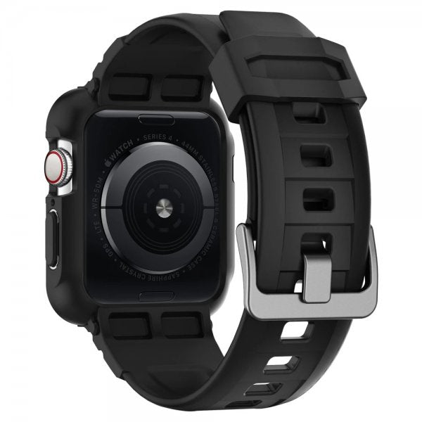 Spigen Apple Watch 44/45mm Suojakotelo ja ranneke Rugged Armor Pro Musta