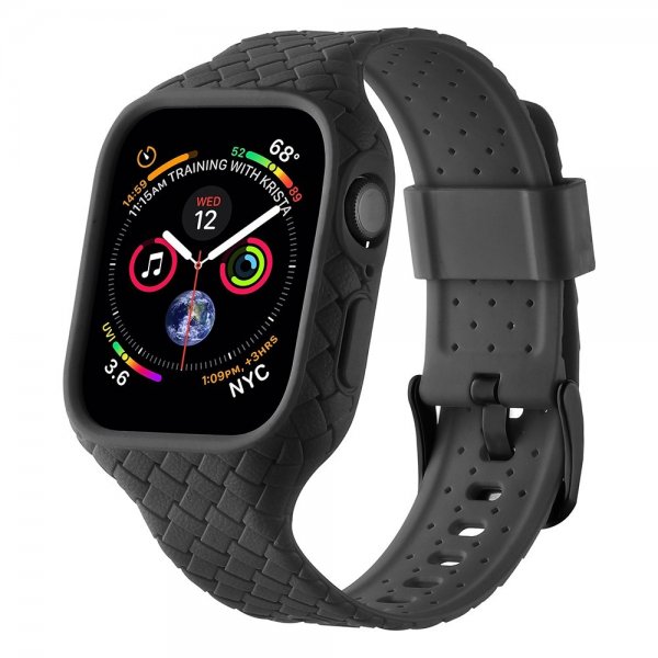 Apple Watch 45mm ranneke, kudottu, musta
