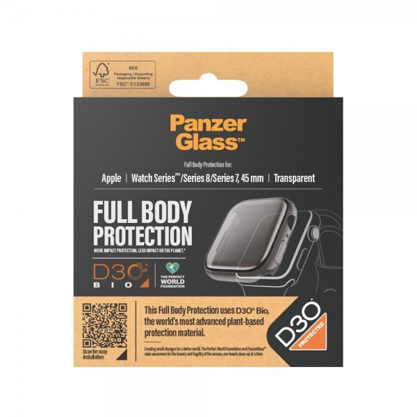 PanzerGlass Apple Watch 45mm Kuori näytönsuojalla Full Body Protector Läpinäkyvä