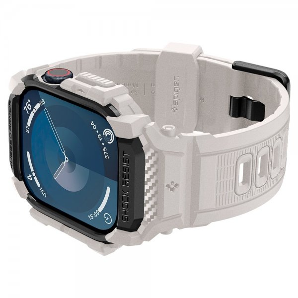 Spigen Apple Watch 46mm (Series 10/11) ranneke ja suojakuori Rugged Armor Pro Dune Beige