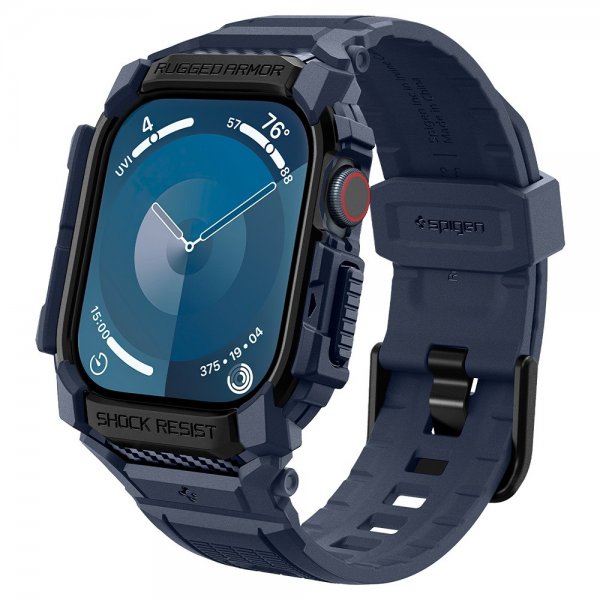 Spigen Apple Watch 46 mm (Series 10/11) ranneke ja suojakuori Rugged Armor Pro Navy Blue