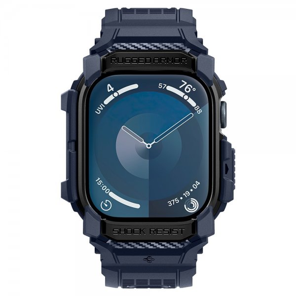 Spigen Apple Watch 46 mm (Series 10/11) ranneke ja suojakuori Rugged Armor Pro Navy Blue