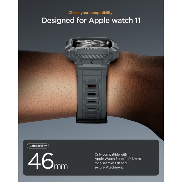 Spigen Apple Watch 46mm (Series 10/11) ranneke Rugged Armor Pro 2 Dark Gray