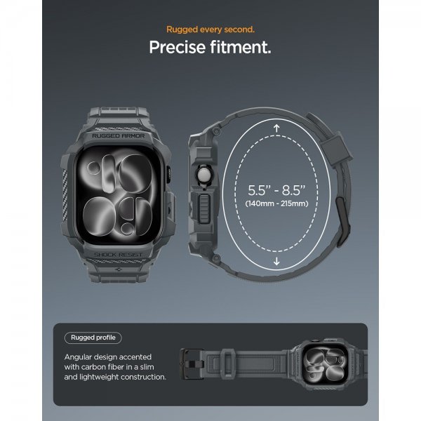 Spigen Apple Watch 46mm (Series 10/11) ranneke Rugged Armor Pro 2 Dark Gray