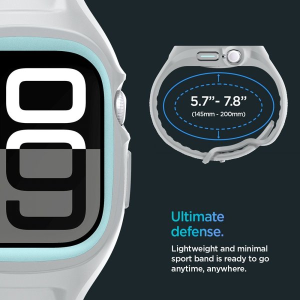 Spigen Apple Watch 46 mm (Series 10/11) Suojakuori ja ranneke Liquid Air Pro Harmaa