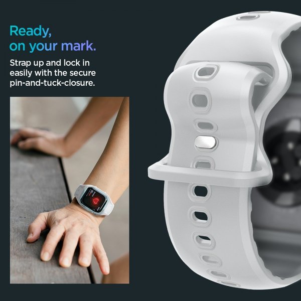 Spigen Apple Watch 46 mm (Series 10/11) Suojakuori ja ranneke Liquid Air Pro Harmaa