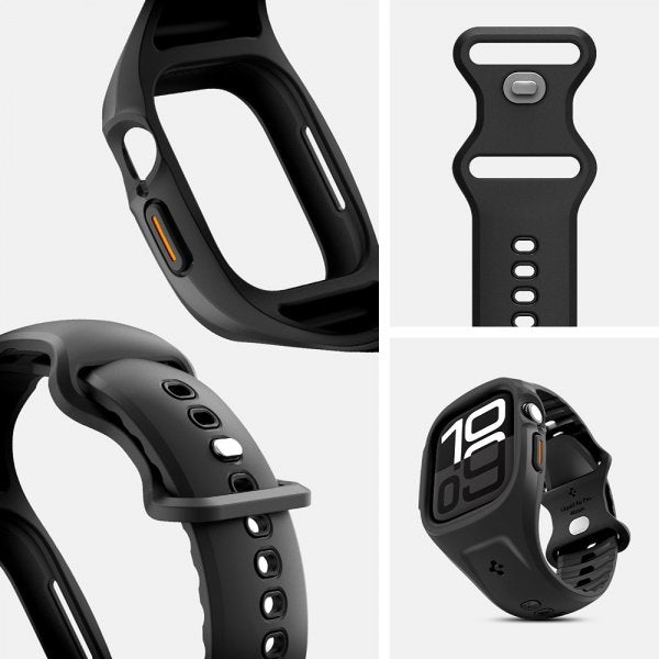 Spigen Apple Watch 46 mm (Series 10/11) kuori ja ranneke Liquid Air Pro Matte Black