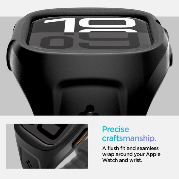 Spigen Apple Watch 46 mm (Series 10/11) kuori ja ranneke Liquid Air Pro Matte Black
